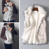 Stand Collar Sleeveless Pockets Single-breasted Women Autumn Winter Vest Thickened Faux Fur Waistcoat