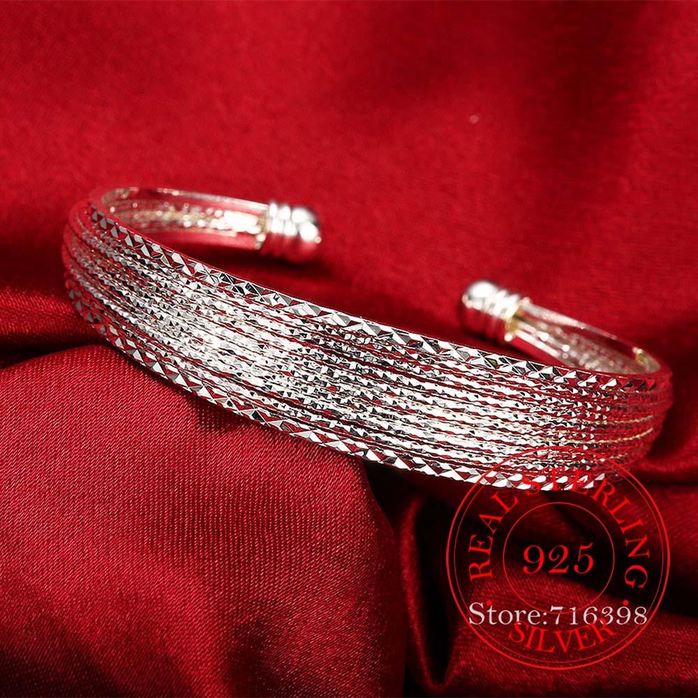 925 Sterling Silver Braided Bangles For Women Wedding Engagement Party European American Style Bracelet Jewelry
