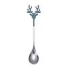 Tableware Christmas Deer Head Stainless Steel Christmas Spoons Tea Scoop Coffee Scoops Xmas Antlers