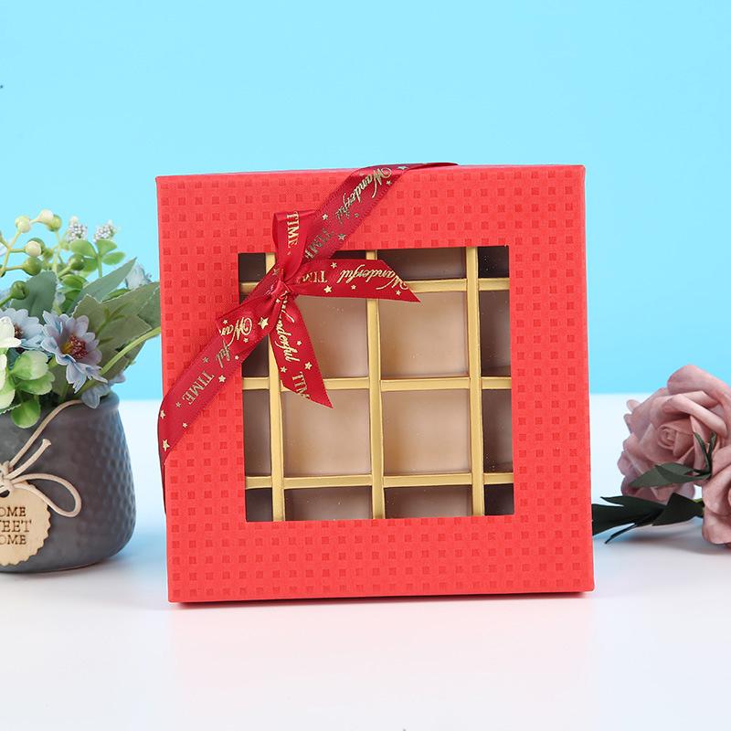 Chocolate Box Paper Gift Packaging Box With Clear Window Cookie Chocolate Gift Boxes Handmade Truffle Candy Case Party Supplies