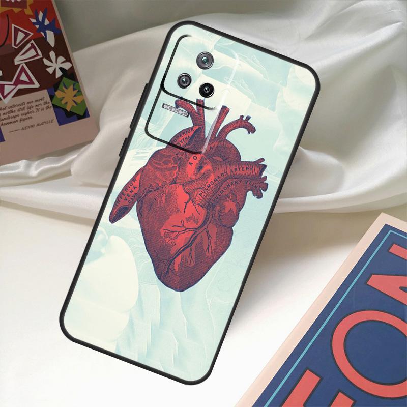 Anatomical Heart Anatomy Case For POCO X6 Pro M6 X5 X3 M5s F3 F5 Xiaomi 14 Ultra 13 12 Lite 11T 12T 13T Pro Coque