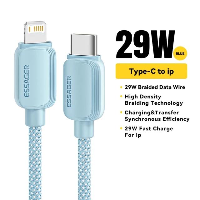 Essager Кабель USB Type C для iPhone 14, 13, 12, 11 Pro Max XS PD, 20 Вт, быстрое зарядное устройство, USB C к Lightning, 29 Вт, провод для iPad, Macbook