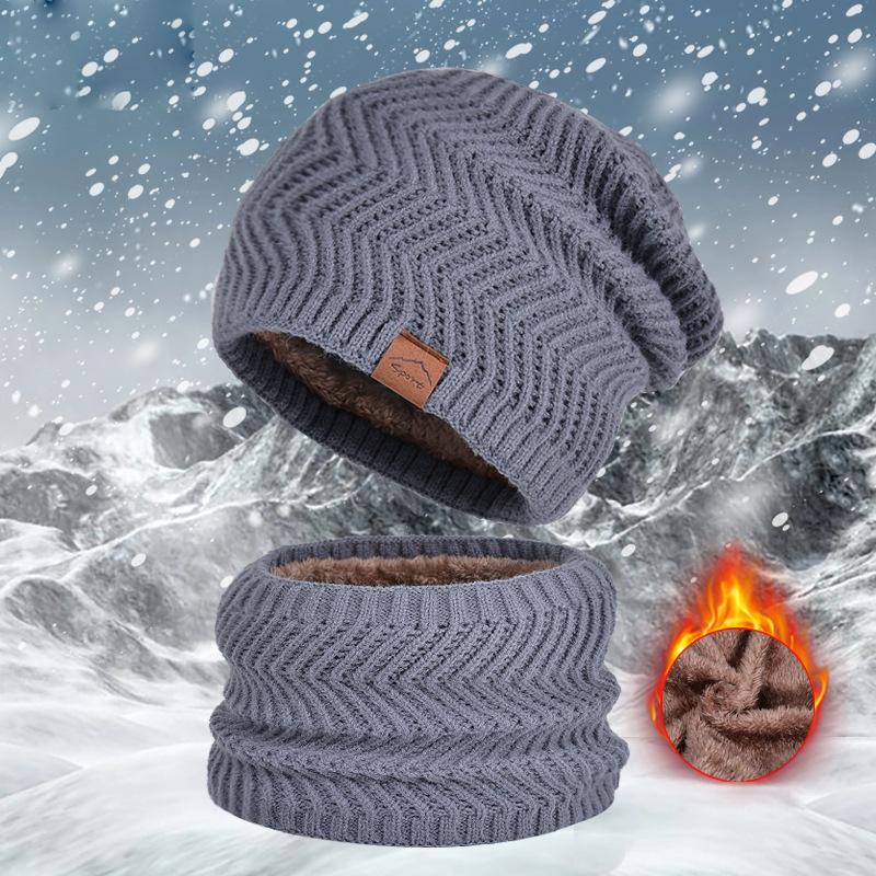 Зимняя пуловерная кепка для защиты ушей, мужская бархатная теплая шапка-нагрудник, двухсекционная вязаная шерстяная кепка для верховой езды на открытом воздухе