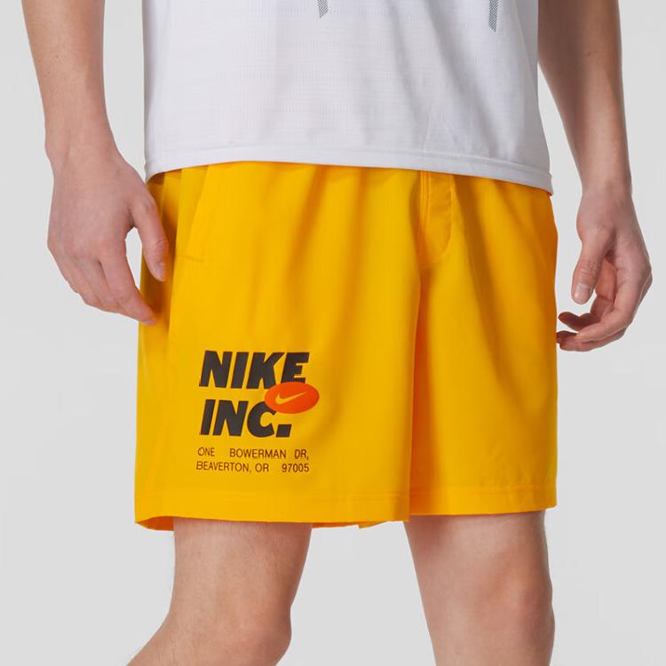 Nike Тренировочные шорты со средней талией и завязками с буквенным принтом, мужские брюки, желтые FN3993-717