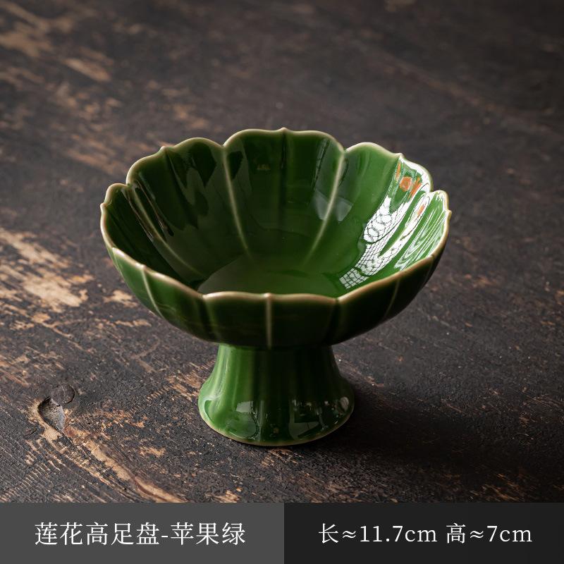 Китайская керамическая тарелка для фруктов на высокой ножке, тарелка для закусок в стиле дзен, тарелка для выпечки Будды, изысканная тарелка для закусок на высокой ножке, помолвочная тарелка