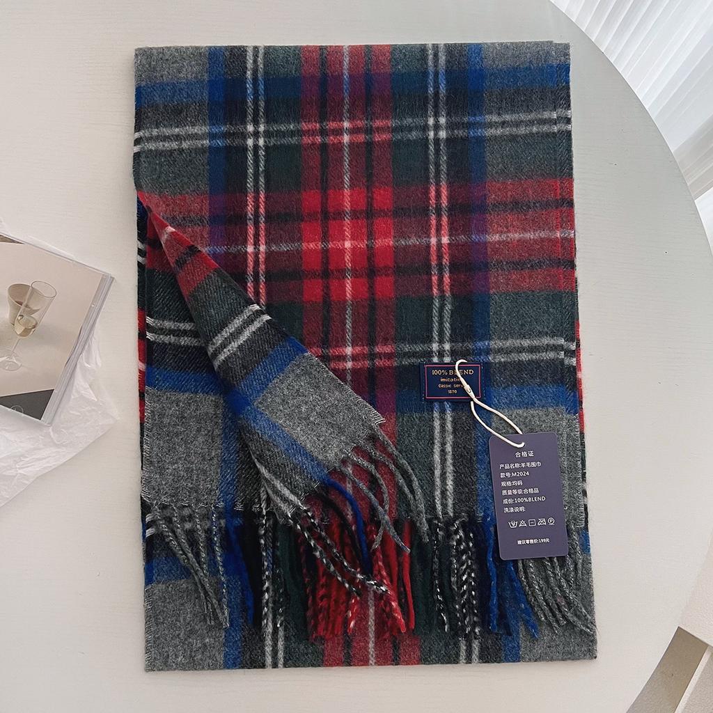 Chic Design Soft Warm Women Scarf Autumn Winter Classic British Imitation Cashmere Muffler Men Plaid Thermal Tassel Shawl Couple