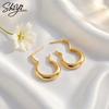 14K Gold Plated Copper Gourd Shaped Hoop & Huggie Earrings Open Teardrop Trendy Party Daily Wear Fashion Jewelry