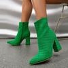 Ботильоны Chelsea женские 2024 новые осенне-зимние вельветовые сексуальные остроносые зеленые туфли на высоком каблуке модные женские туфли на молнии туфли-лодочки Botas