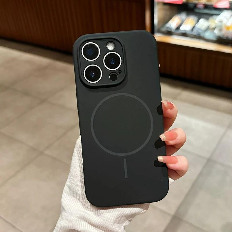 Для чехлов из жидкого силикона для телефона Для Для Iphone 17 16 1 14 13 12 Pro Max 16 Plus Air Case Магнитная крышка для беспроводной зарядки