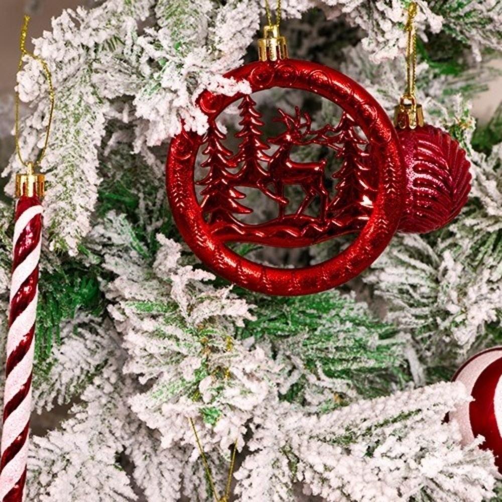 3Pcs Round Pancake Shaped Christmas Tree Hanging Pendant Christmas Tree Decoration