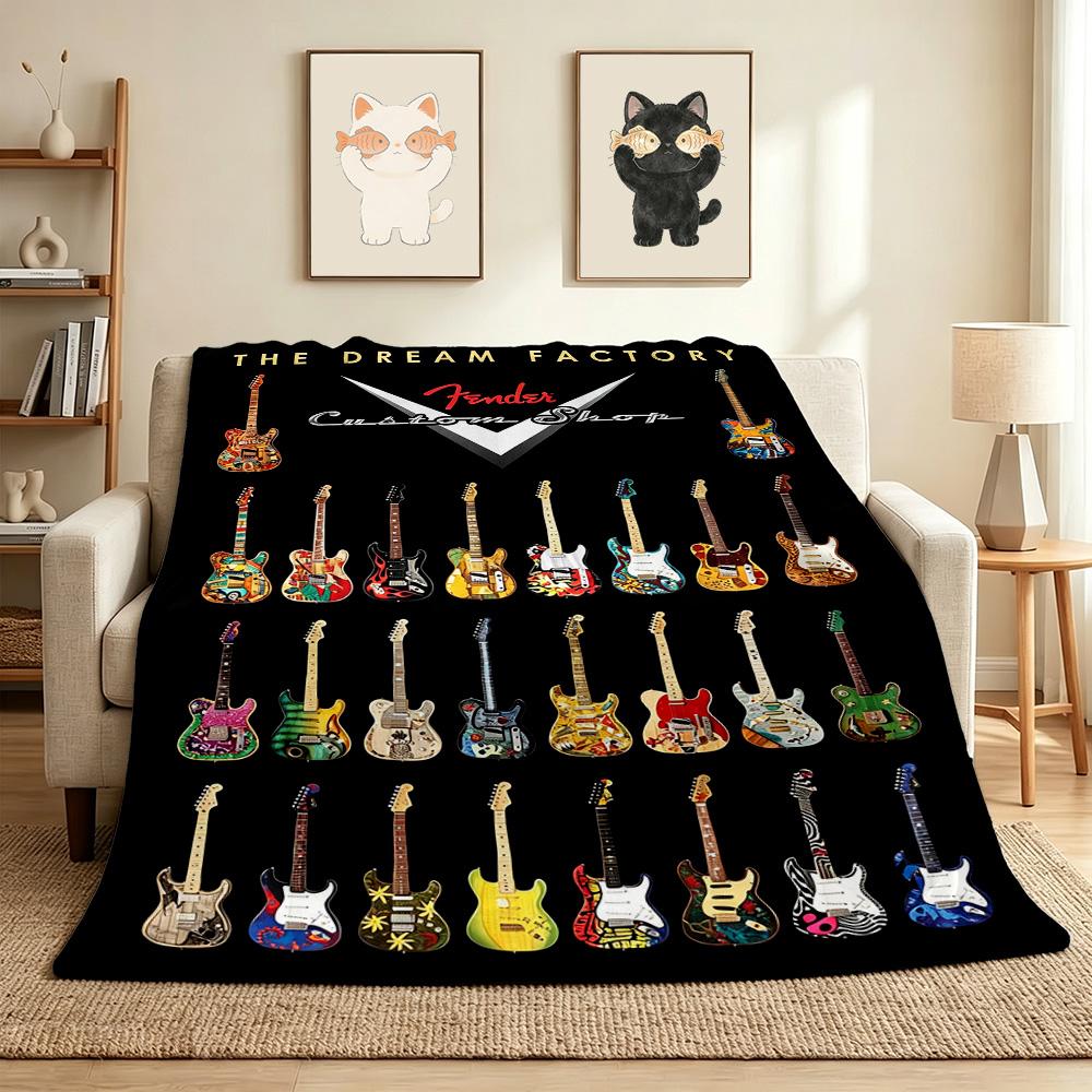 Guitar Collection Flannel Blanket Throw Blanket Soft Warm Sofa Bed Camping home Decor Unique Christmas Gift C926219