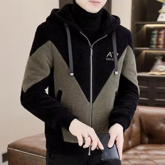 Осень-зима мужская куртка с капюшоном соответствующего цвета толстая свободная мягкая застежка-молния на шнурке кардиган с длинным рукавом теплое мужское пальто больших размеров
