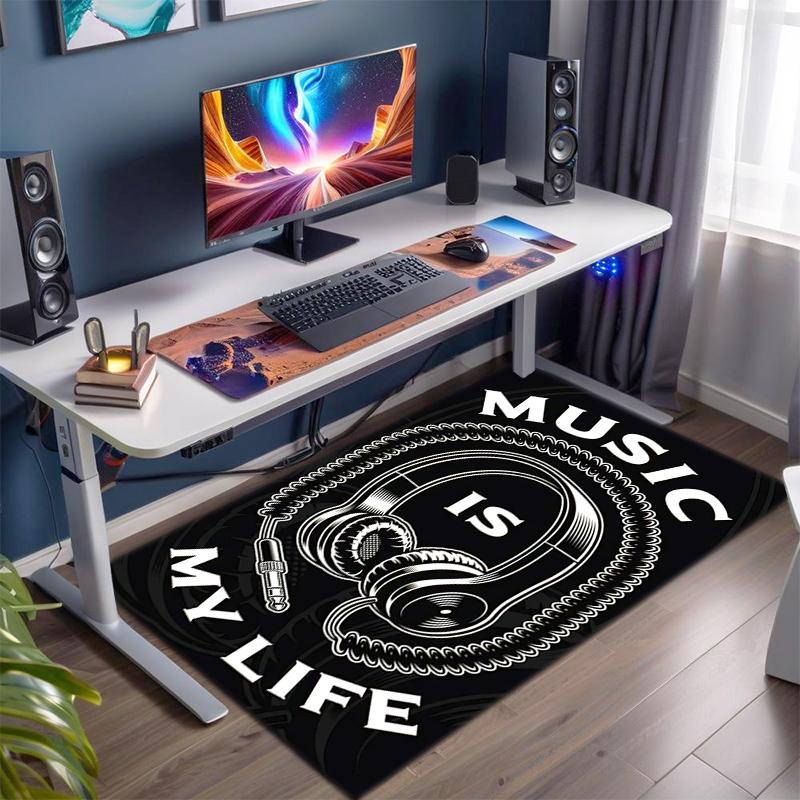 1Pc Musical elements Printed circular carpet, home door mat, outdoor travel protection carpet A6