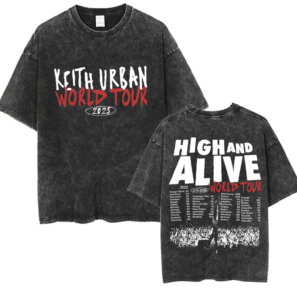 Singer Keith Urban Album Vintage Washed T Shirt Mens Gothic High Quality Fashion Tshirts Unisex Hip Hop Clothing Tshirt