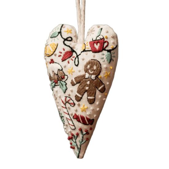 Набор для вышивания рождественского украшения, подвеска ручной работы в форме сердца, DIY украшение для подвешивания на елку, праздничная атмосфера вечеринки