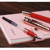 MoonMan P135 Fountain Pen, Fine Nib, Fu Character, Limited Edition Gift Box, Red Rose Gold Unisex