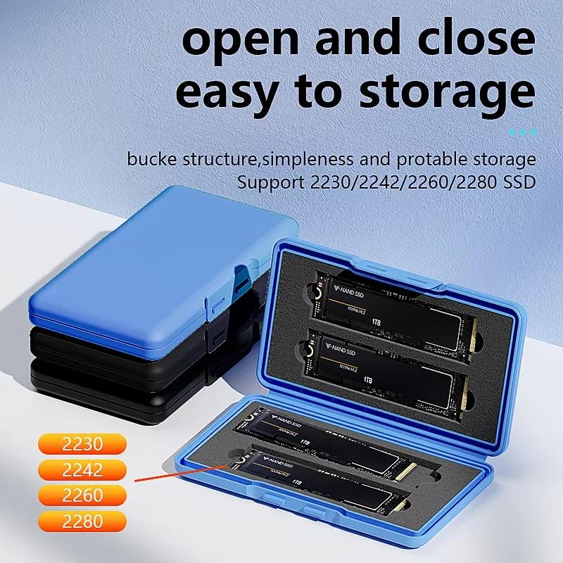 4-слотовый корпус для M.2 SSD, кейс для хранения, корпус 2280 для SSD, сумка для корпуса SSD, для корпуса SSD, коробка для жесткого диска SATA NVme, для SSD, ударопрочный, портативный корпус