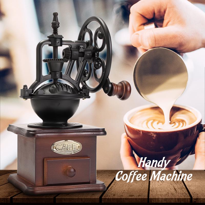 Ferris Wheel Design Vintage Manual Coffee Grinder With Ceramic Movement Retro Wooden Coffee Mill