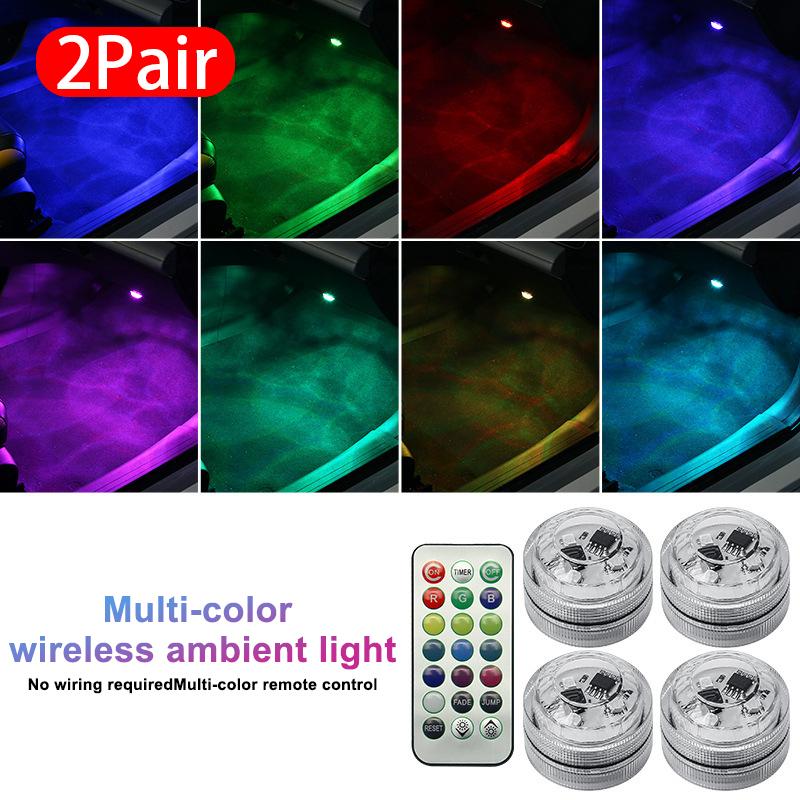 SEAMETAL Wireless LED Car Interior Ambient Light Remote Control Decoration Auto Roof Foot Waterproof Atmosphere Lamp