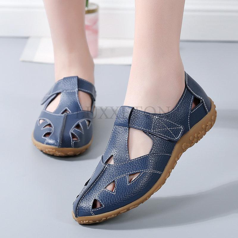 Женские сандалии летние из натуральной кожи ручной работы женские кожаные сандалии женские туфли на плоской подошве пляжная обувь ретро туфли для мам 43