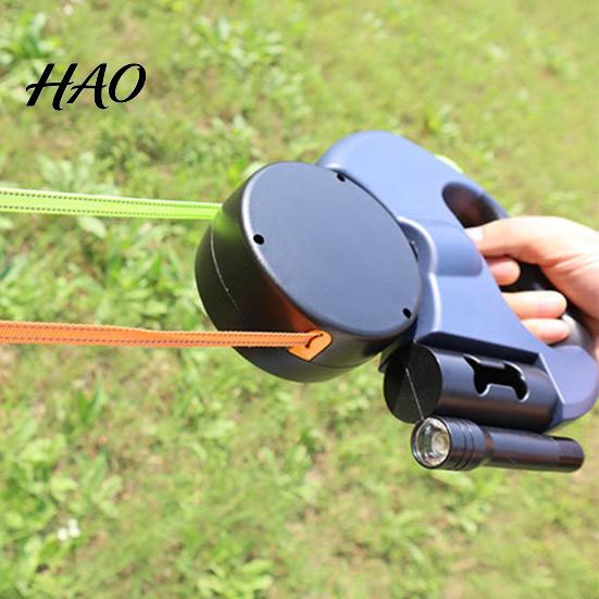 Hands Free Double Leash Dual Dog Retractable Heavy Duty Headed with Nylon 360-degree Swivelling And LED Light for Small Medium Large Dogs Waterproof