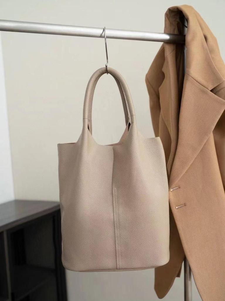 Сумка-ведро из коровьей кожи высшего слоя: Подлинная Сумка из Мягкой Кожи, Большая A4 для Поездок на Работу, Повседневный Универсальный Стиль для Белых Воротничков