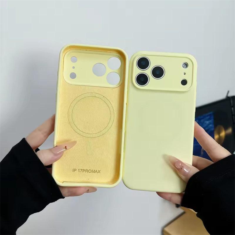 Жидкий силиконовый магнитный чехол для iPhone 17 Air 16 15 14 Plus 13 12 Pro Max для защиты камеры Матовая крышка