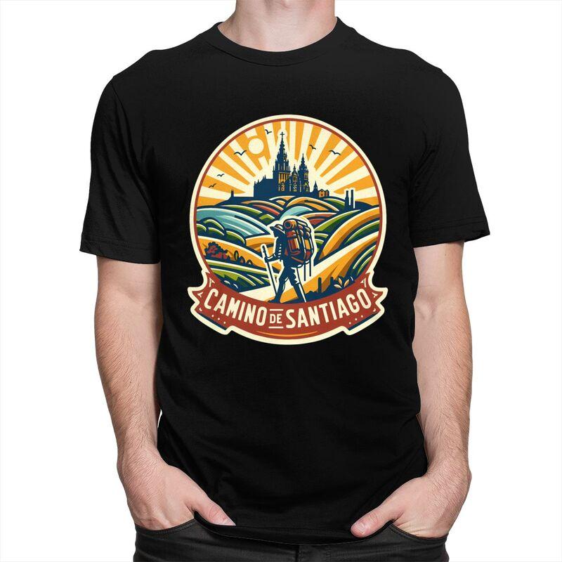 Custom Buen Camino De Santiago T Shirts for Men Pure Cotton Tee Tops Tshirts Tshirt Clothes