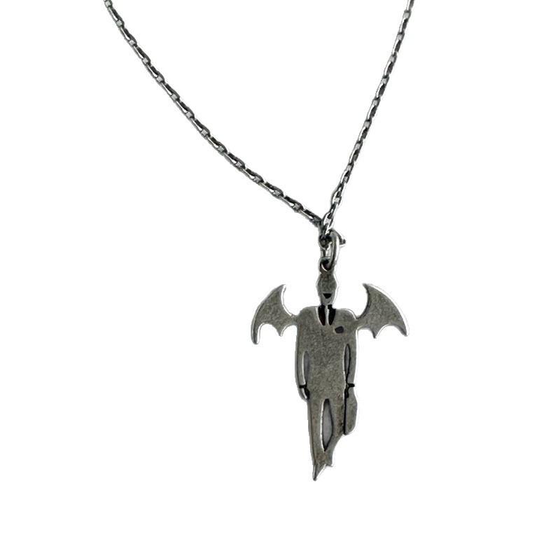 Halloween Vampire Mythology Pendant Necklace With Wing Motif For Costume Accessory