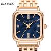 Square Stainless Steel Trendy Women's Watch Valentine's Day Girlfriend Fashion Rose Gold Diamond Quartz Watch Ladies