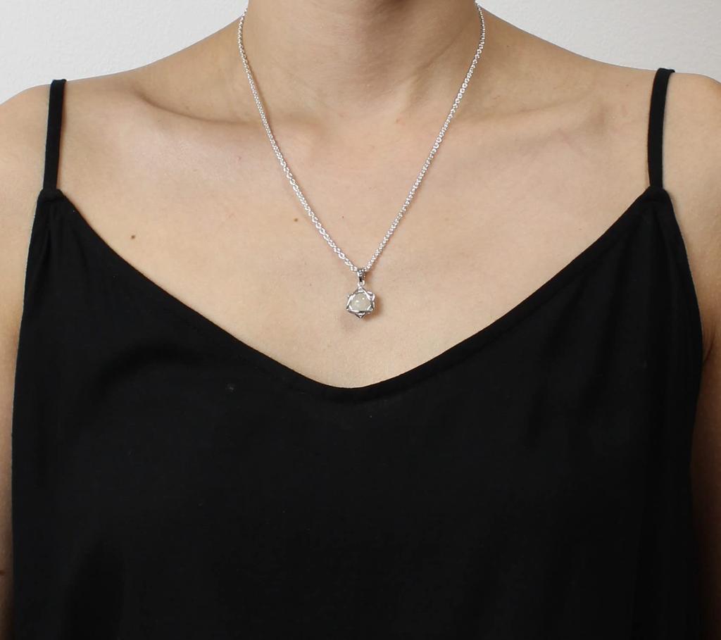 Гексаграмма Звезда Давида Счастливая Звезда Ривиан Стеклянный Метеорит Подвеска Верхняя часть Серебро 925