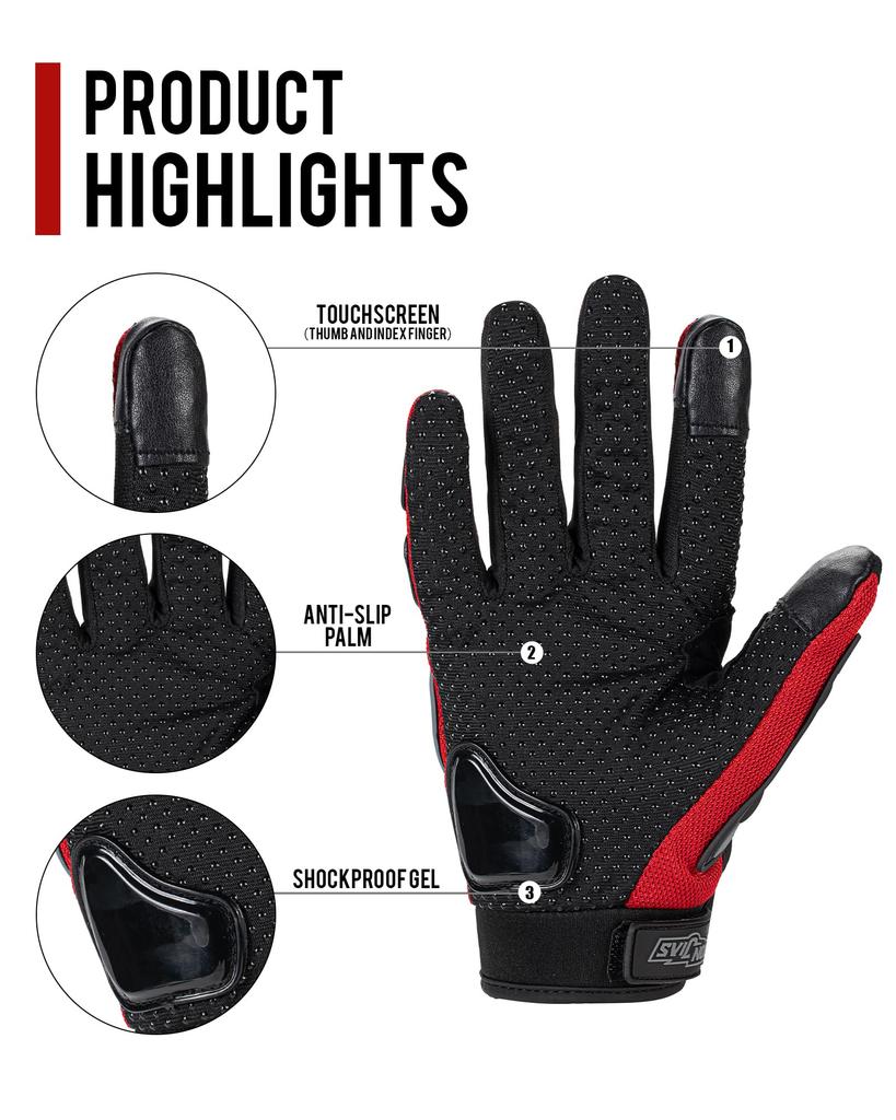 Iron Jia’s Bike Gloves, Motorcycle Gloves, Smartphone-Compatible, Touchscreen-Compatible, Non-Slip, for Summer, Anti-Vibration, Breathable, Durable