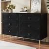 Sideboard, Chest of Drawers with 6 Drawers, Oval Recesses, Metal Feet, Modern Storage Cabinet for the Living Room