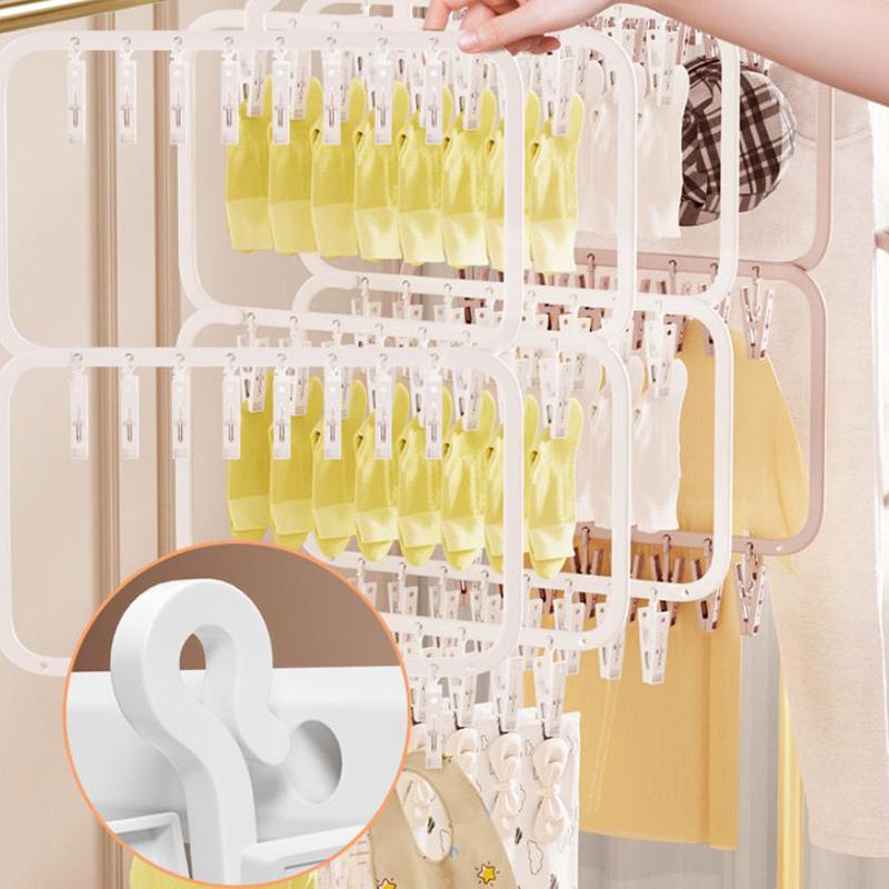 Multi-Clip Sock Drying Rack Multi-Functional Removable Space-Saving Socks Underwear Baby Saliva Towel Household Storage Rack