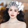 Vintage Chinese Style Handmade Floral Lace Bridal Headpiece with Veil for French-Inspired Wedding Photography