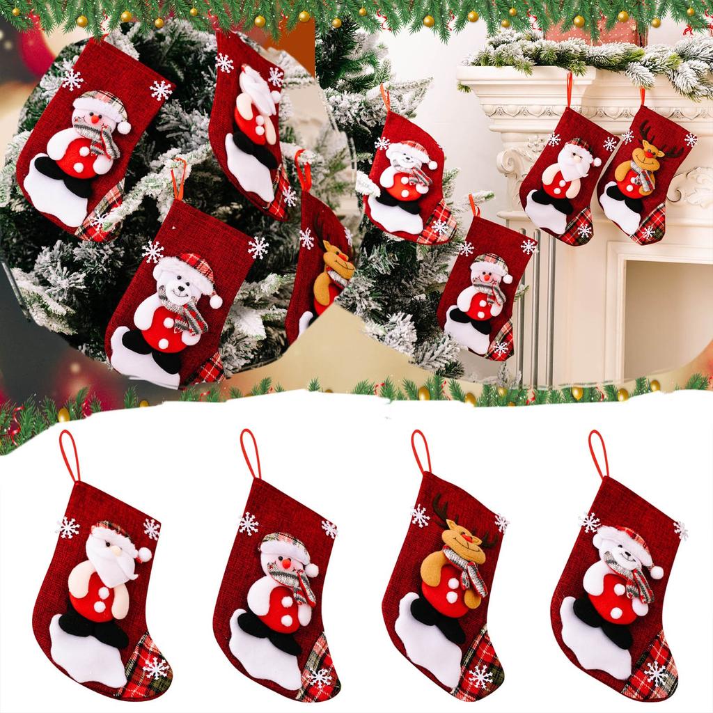 Embroidered  Snowman Christmas Stockings New Year Christmas Tree Fireplace Decoration Gift Socks