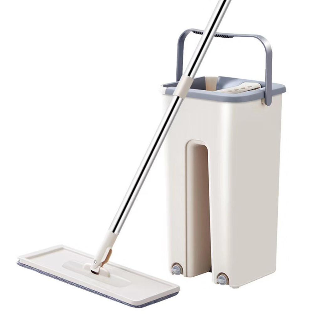 Вращающаяся на 360° плоская швабра и набор для влажной и сухой уборки с функцией отжима с 2 насадками из микрофибры для уборки всех типов полов