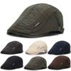 Men's Cotton Vintage Beret Adjustable Gatsby Ivy Irish Newsboy Cap Taxi Driver Cap Solid Color Casual Flat Duckbill Cap