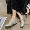 Fashion Pearl One-word Strap Soft Sole Inside Heightening Single Shoes New Round Toe Shallow Mouth Non-slip Low Top Shoes for Autumn