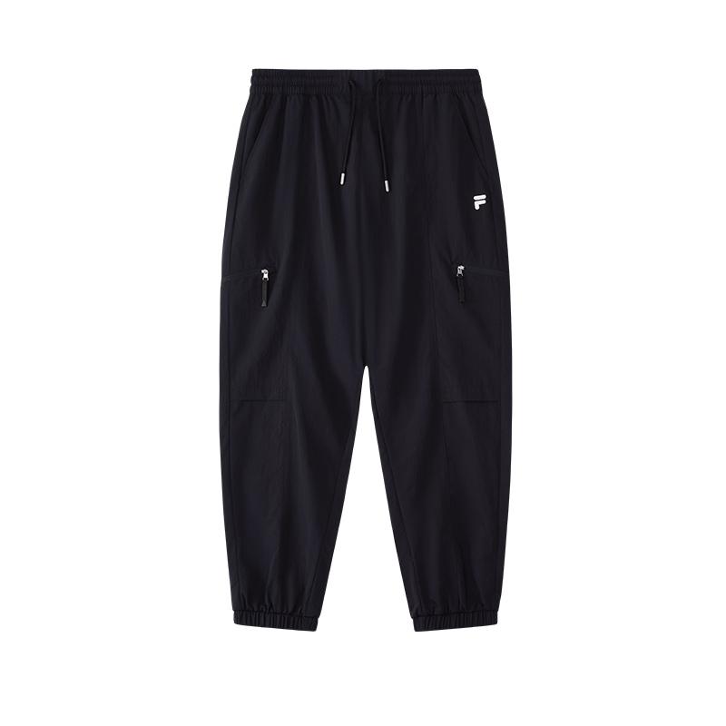 Fila Fusion Однотонные повседневные брюки с кулиской для мужчин, низ, черный, T11M435805F-BK