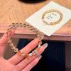 Womens Natural Citrine Freshwater Pearl Beaded Bracelet Light Luxury Style Career