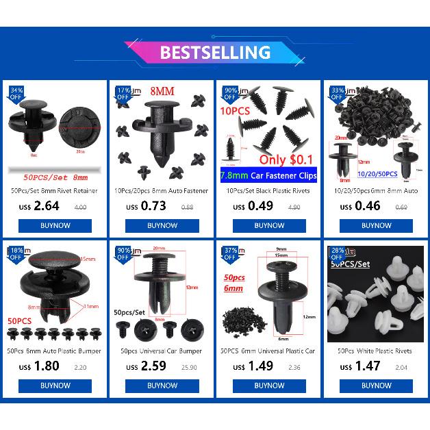 50pcs/20pcs/10pcs Fender Bumper Push-Type Retainer Rivet Car Fastener Fit for Nissan Infiniti 8mm hole Plastic Retaining Clip