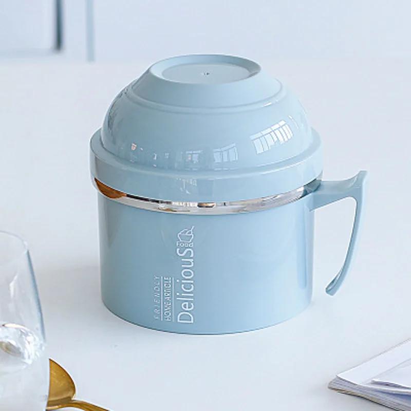 1200 мл ланч-бокс еда бенто-бокс нержавеющая сталь 2 слоя микроволновая печь пищевой контейнер миска риса суповые миски миска для лапши быстрого приготовления