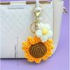Cotton Crochet Sunflower Pendant Fabric Bag Lanyard Charm Cute Knitted Keychain  Daily