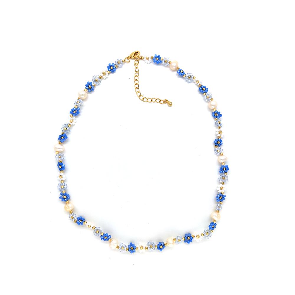 Baroque Natural Pearl & Daisy Beaded Clavicle Necklace - Light Luxury Style