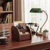 Simple Bamboo Desktop Drawer Varnished Wood Multifunctional Shelf Desktop Organizer Box  Home Use