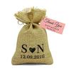 20 Wedding Burlap Favor Bags Rustic With Personalized Text & Custom Paper Tags Drawstring Gift Bag Wedding Jute Sack 4""x6.5