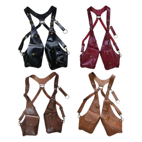 Сумка-слинг, противоугонная сумка-ремень в средневековом стиле стимпанк, кошелек из гладкой искусственной кожи, регулируемый ремень, декор из заклепок, сумка через плечо на две руки