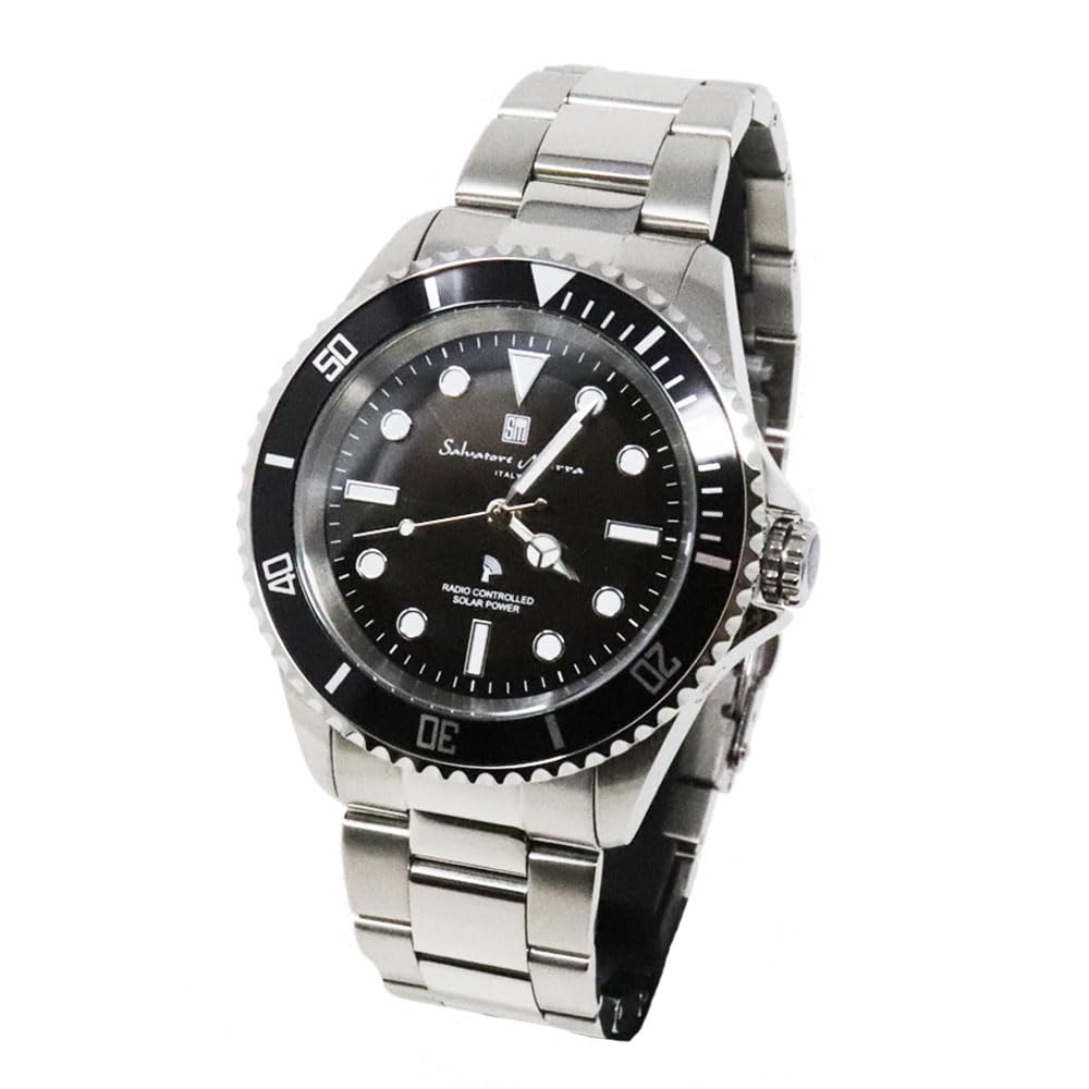 Salvatore Marra 10 ATM Water Stainless Steel Black Metal Japanese Salvatore Marra Popular Brand SM22110 Includes Watch Cloth Men's Solar-Powered