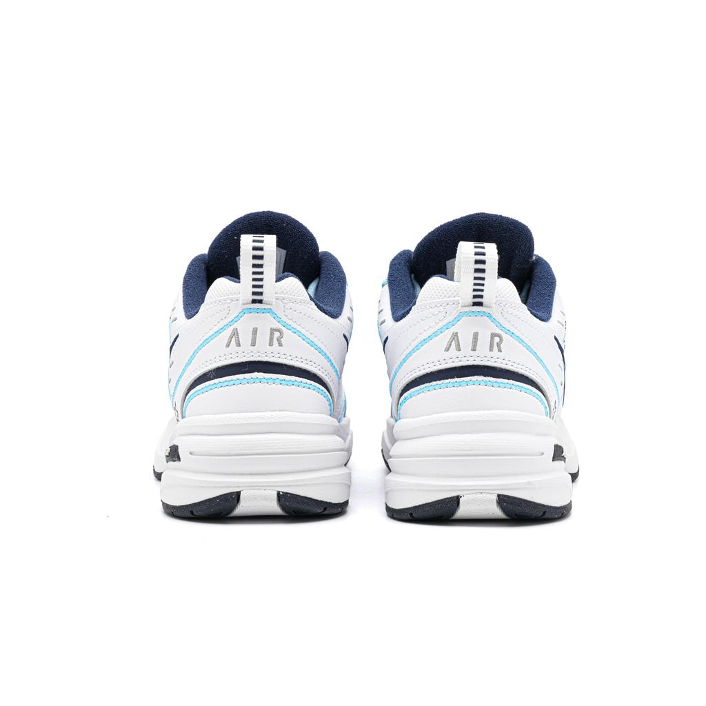 Nike Air Monarch 4 Chunky Sneakers Unisex Low Top White/Blue 415445-102(Team1166-blue)